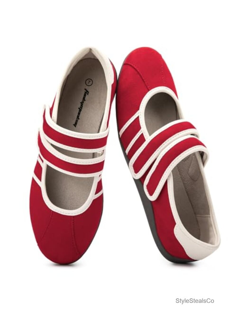 Women's Mary Jane Sneakers Fashion Ballet Flat Tennis Shoes Faux Suede PU